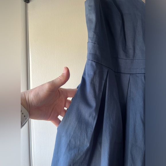 ModCloth Fervour Triumphantly Timeless Fit & Flare V-Neck Dress Blue Gray Large - Picture 6 of 11